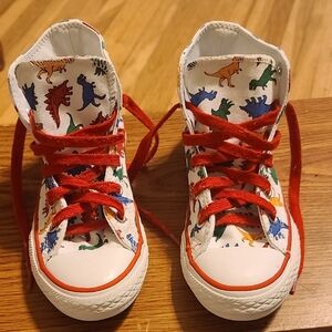 Converse Kids Sneakers with Dinosaur Design and Red Accents